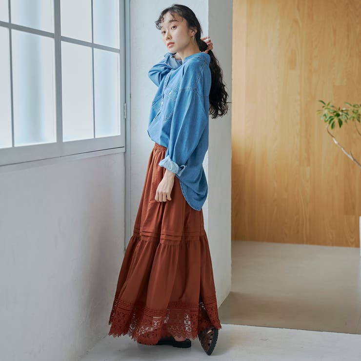 裾レース刺繍ティアードスカート | coen【women】 | 詳細画像10 