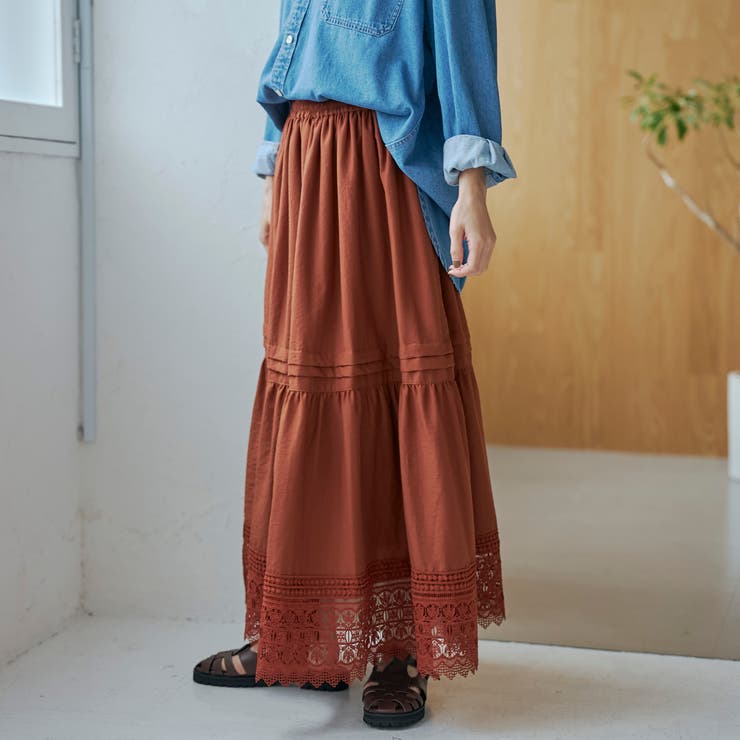 裾レース刺繍ティアードスカート | coen【women】 | 詳細画像13 