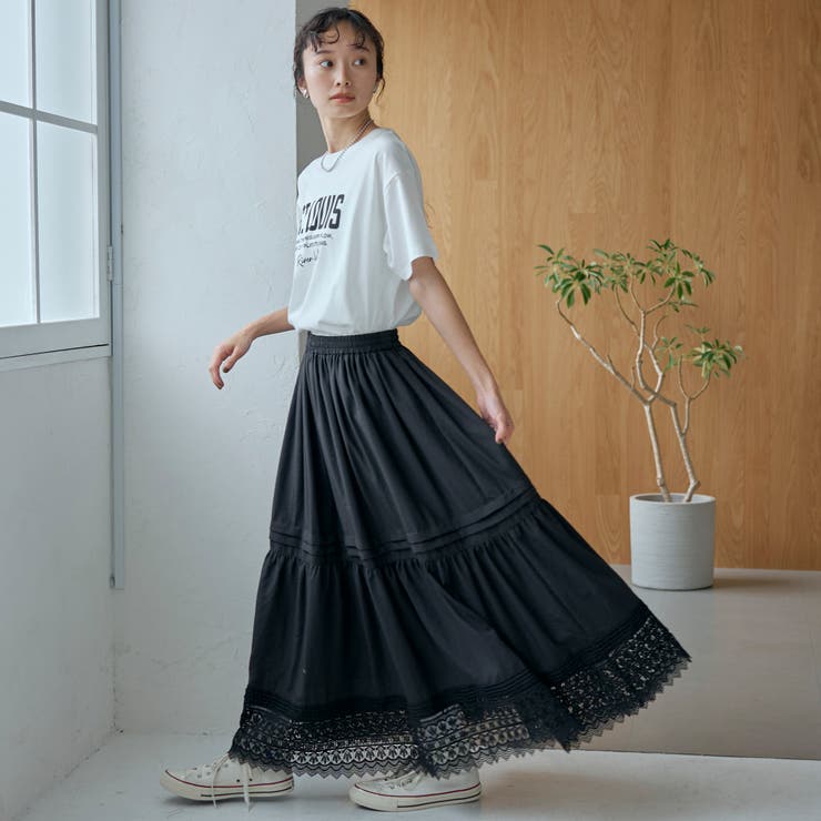 裾レース刺繍ティアードスカート | coen【women】 | 詳細画像3 