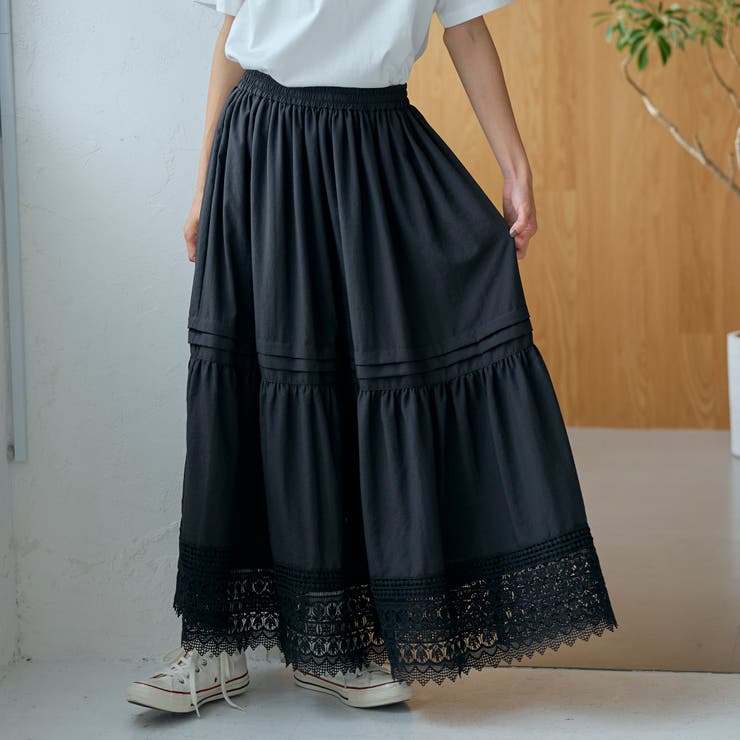 裾レース刺繍ティアードスカート | coen【women】 | 詳細画像5 