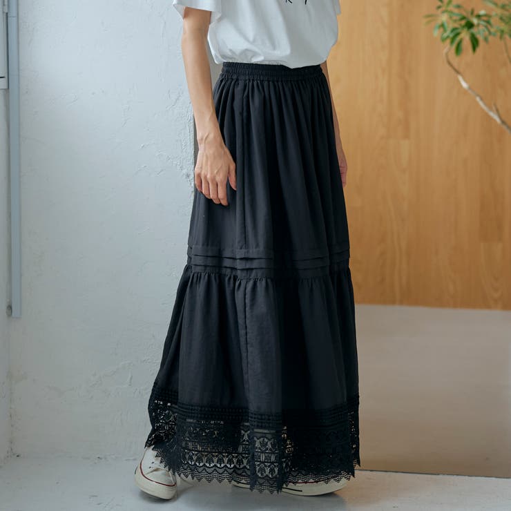 裾レース刺繍ティアードスカート | coen【women】 | 詳細画像6 