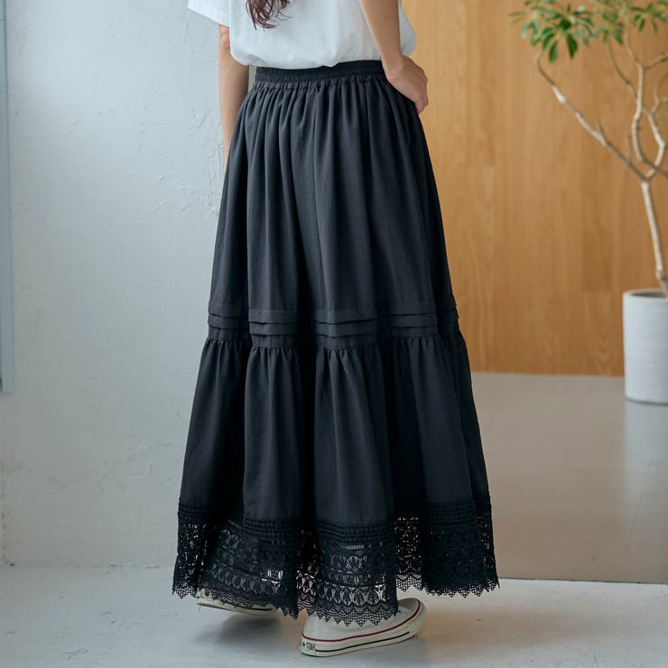 裾レース刺繍ティアードスカート | coen【women】 | 詳細画像7 