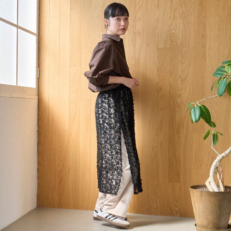 フェザーレース刺繍 ラップ巻き風レイヤードスカート | coen【women】 | 詳細画像13 