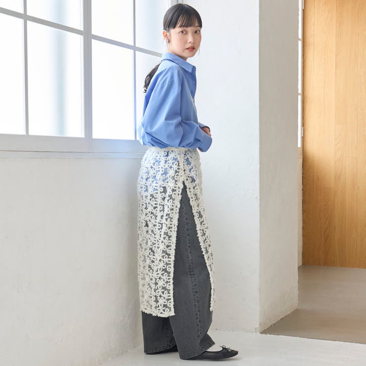フェザーレース刺繍 ラップ巻き風レイヤードスカート | coen【women】 | 詳細画像4 