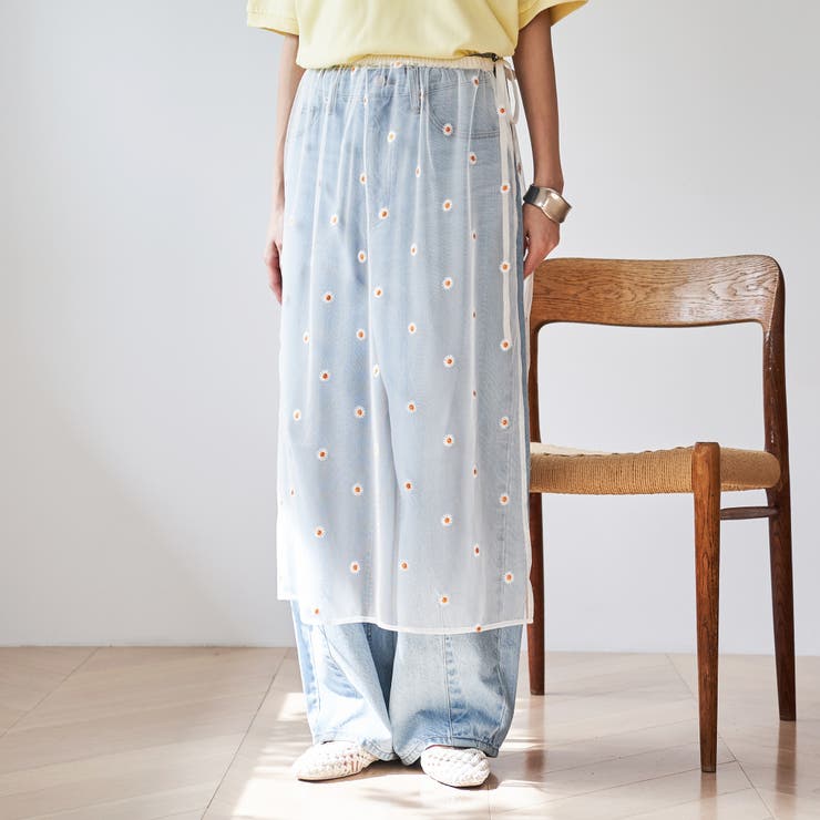 OFF WHITE | フラワーモチーフチュールラップスカート | coen【women】
