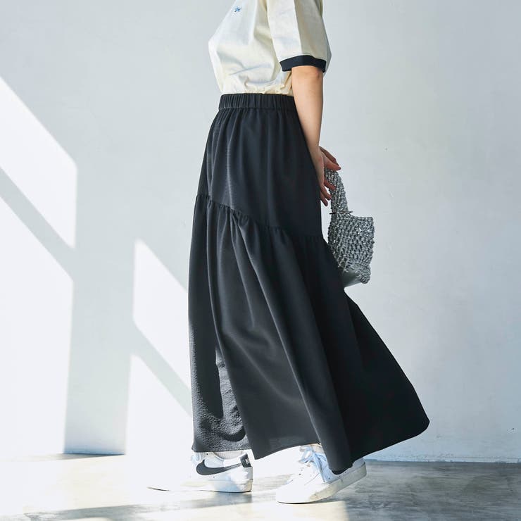 シアサッカーティアードフレアスカート[品番：COEW0005625]｜coen