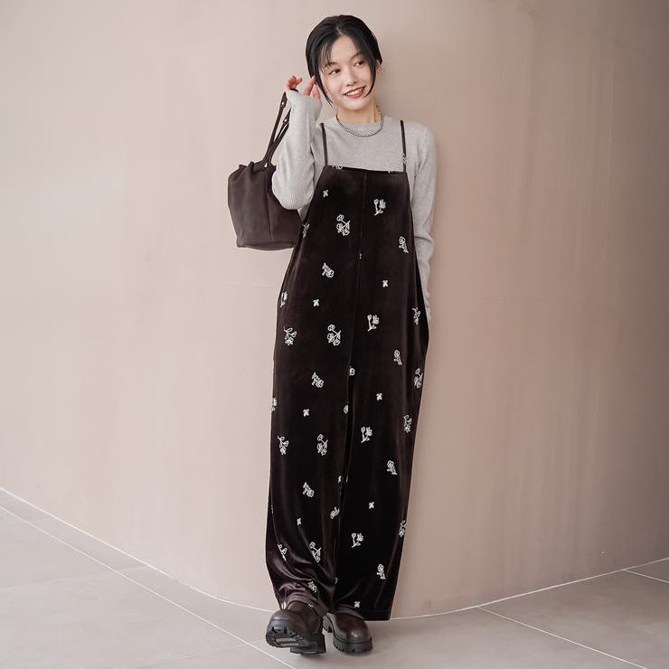 フラワー刺繍ベロアサロペット | coen【women】 | 詳細画像10 