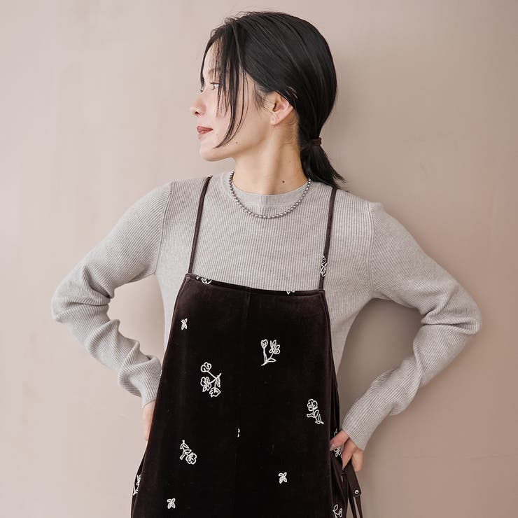 フラワー刺繍ベロアサロペット[品番：COEW0007497]｜coen【women