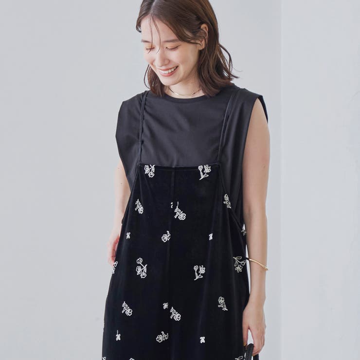 フラワー刺繍ベロアサロペット | coen【women】 | 詳細画像8 