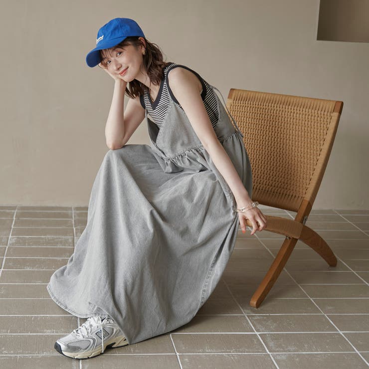 LT.GRAY | コットンレーヨンデニムキャミワンピース | coen【women】