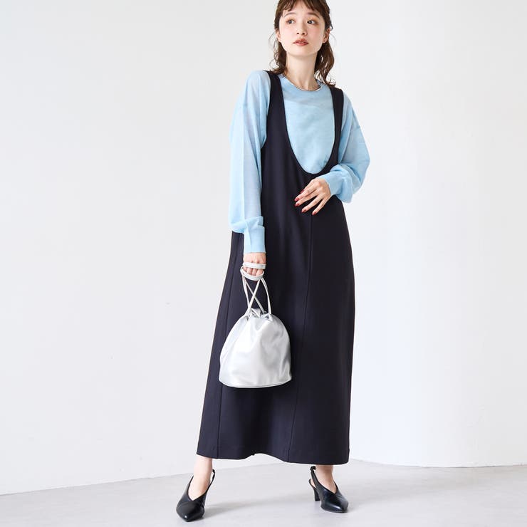 BLACK | 【UVカット / 防シワ / ストレッチ】カットジョーゼットUネックジャンスカ | coen【women】