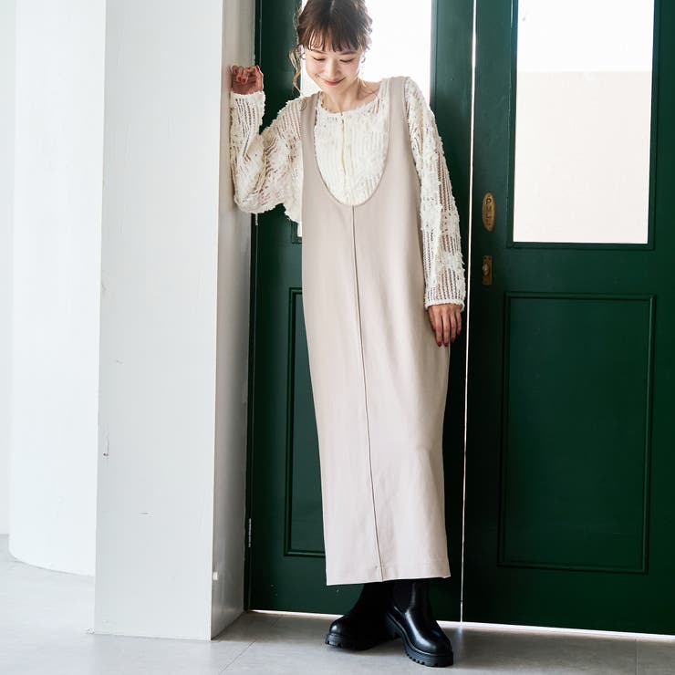 BEIGE | 【UVカット / 防シワ / ストレッチ】カットジョーゼットUネックジャンスカ | coen【women】