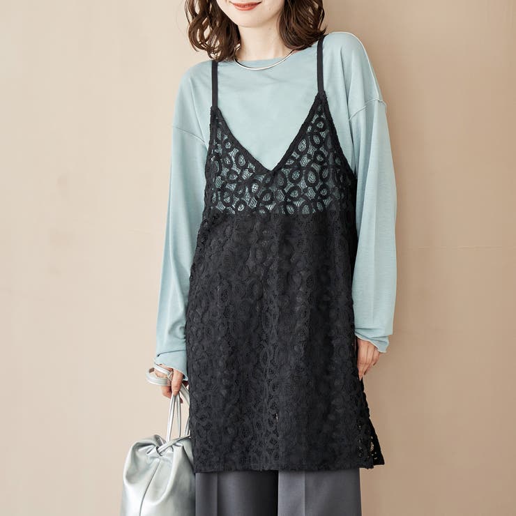 BLACK | レースキャミソールワンピース | coen【women】