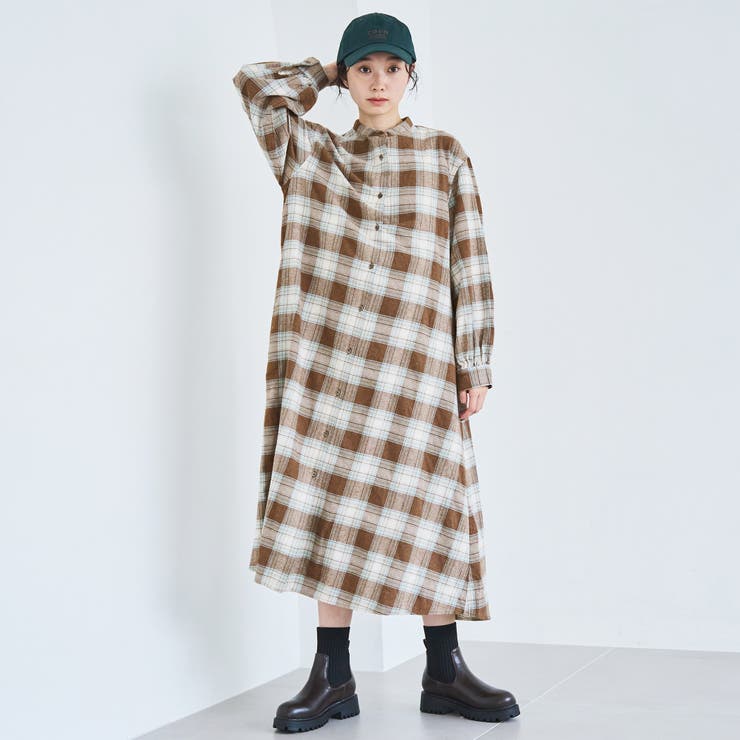 オンブレチェックライトネルシャツワンピース | coen【women】 | 詳細画像13 