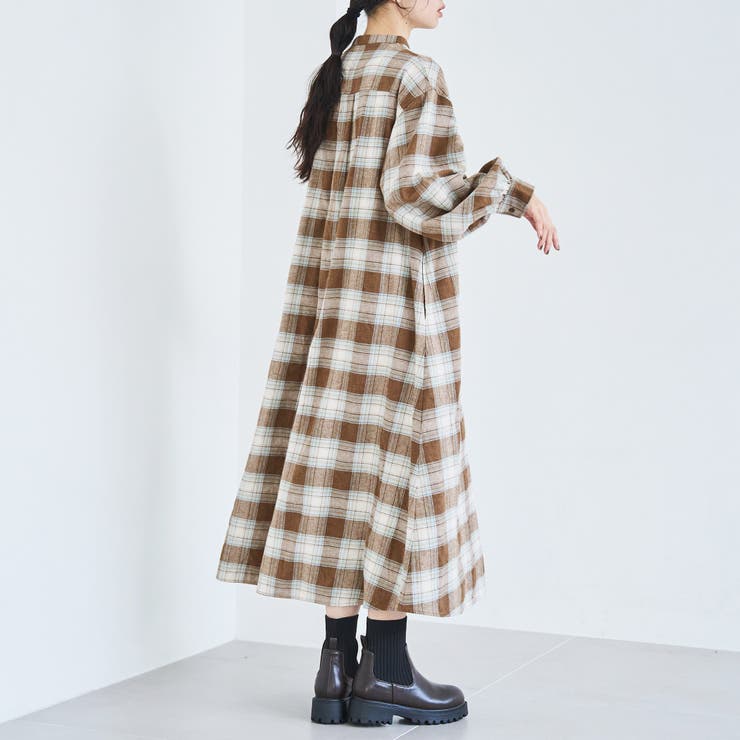 オンブレチェックライトネルシャツワンピース | coen【women】 | 詳細画像14 