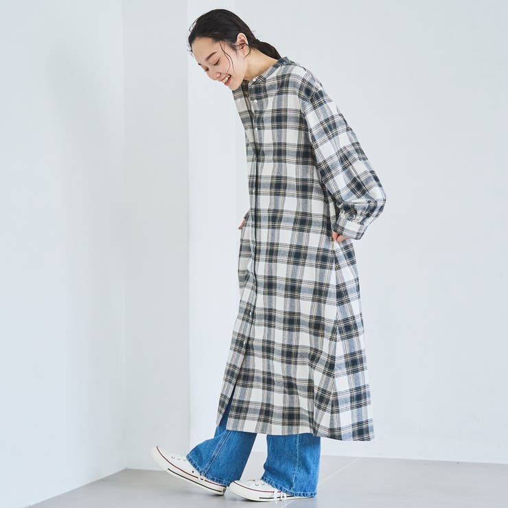 オンブレチェックライトネルシャツワンピース | coen【women】 | 詳細画像3 