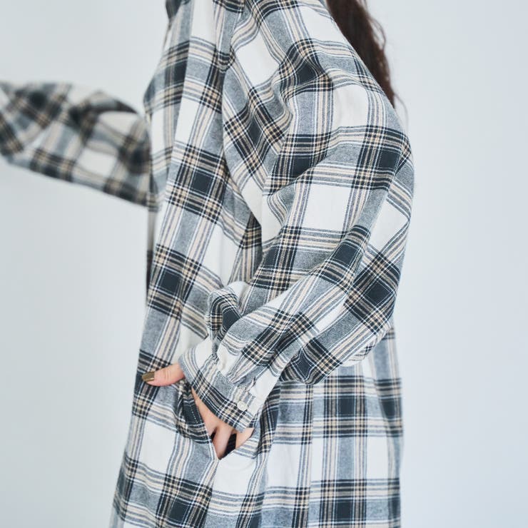 オンブレチェックライトネルシャツワンピース | coen【women】 | 詳細画像6 