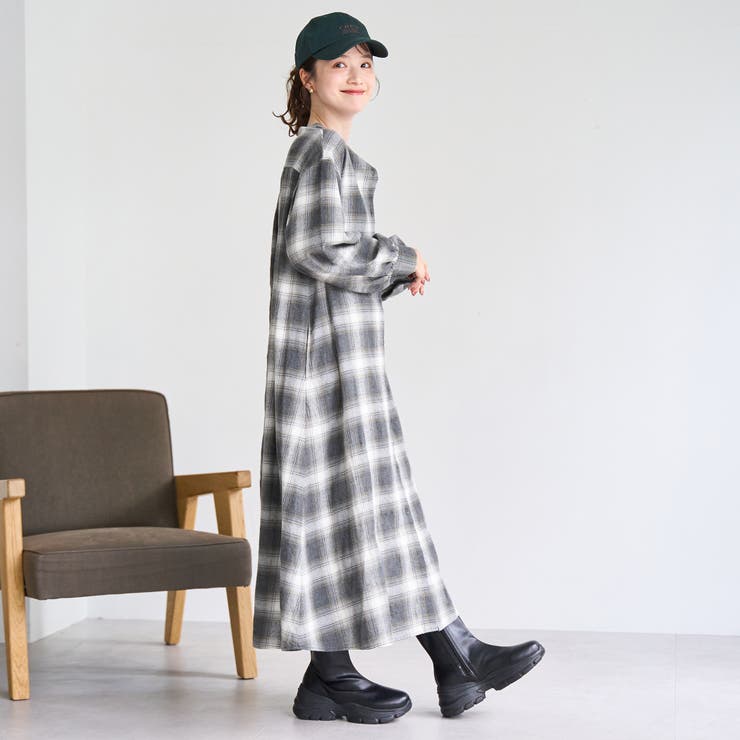 オンブレチェックライトネルシャツワンピース | coen【women】 | 詳細画像8 