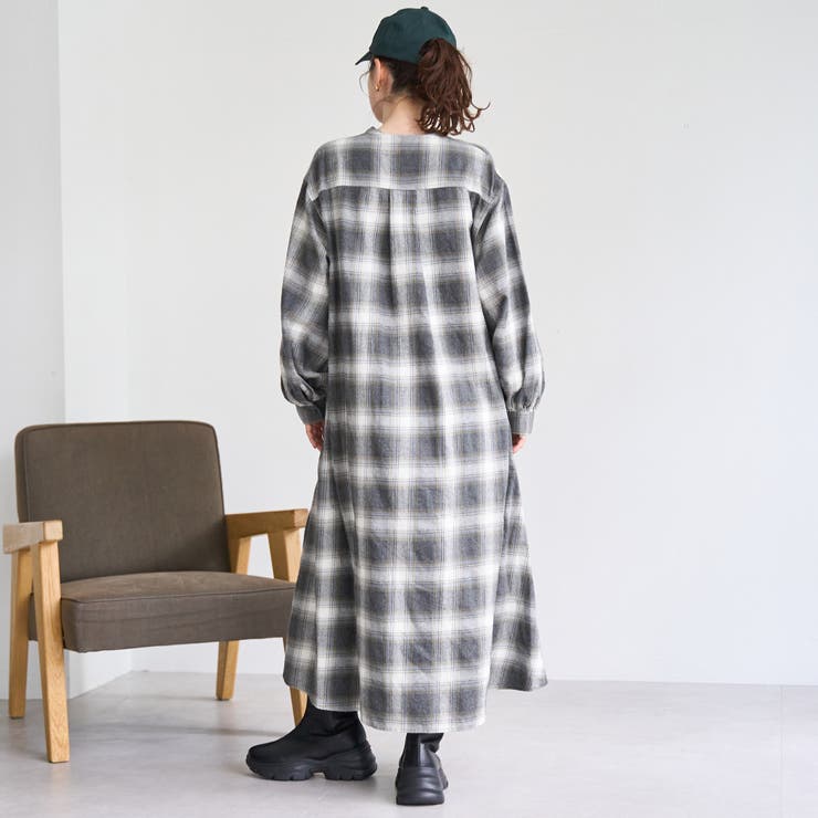 オンブレチェックライトネルシャツワンピース | coen【women】 | 詳細画像9 