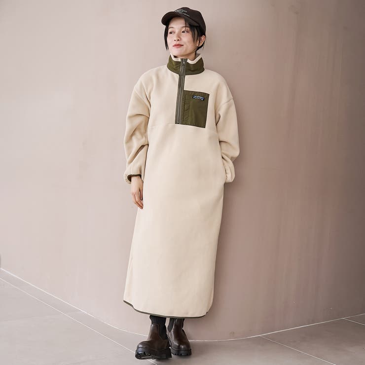 BEIGE | 【PARKNIK（パークニック）】ハーフスナップフリースワンピース | coen【women】