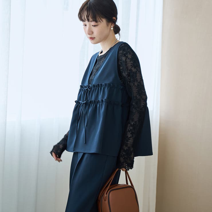 NAVY | 【セットアイテム】リネンライク ビスチェセットアップ | coen【women】