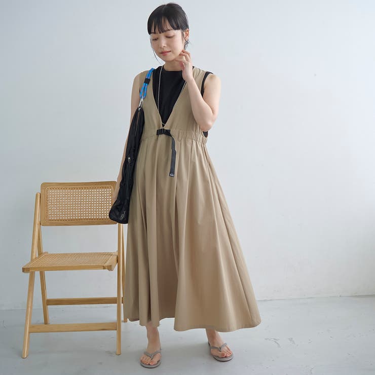 BEIGE | 【接触冷感/UVカット】C.mt 撥水Vネックフレアジャンスカ | coen【women】