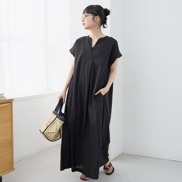 BLACK | 【MARKET（マーケット）】スキッパーフレンチスリーブワンピース | coen【women】