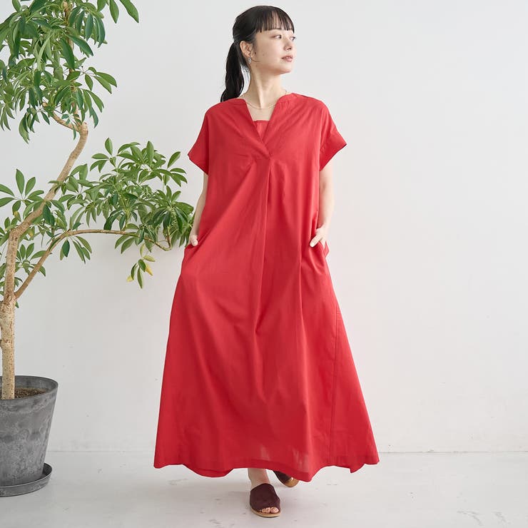 RED | 【MARKET（マーケット）】スキッパーフレンチスリーブワンピース | coen【women】