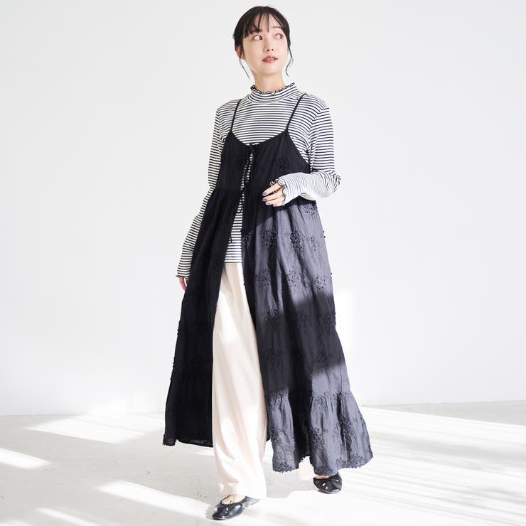 BLACK | 3Dフラワー刺繍 キャミワンピース | coen【women】