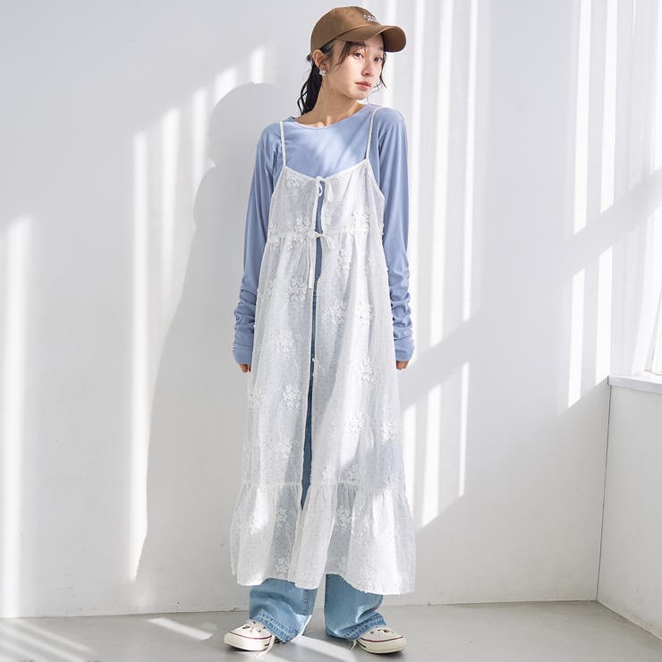 3Dフラワー刺繍 キャミワンピース（ドット柄） | coen【women】 | 詳細画像1 