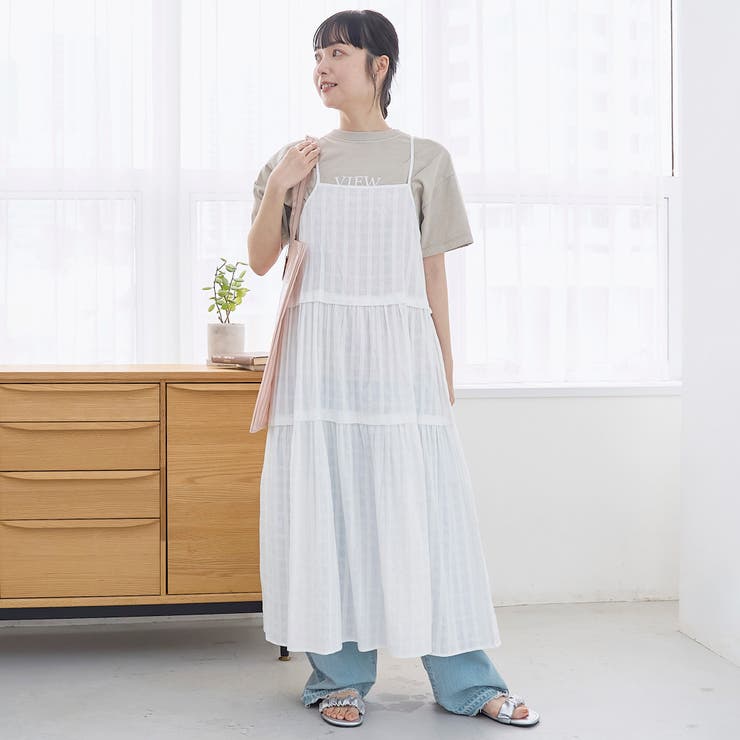 OFF WHITE | チャックジャガードティアードキャミワンピース（オフホワイト） | coen【women】