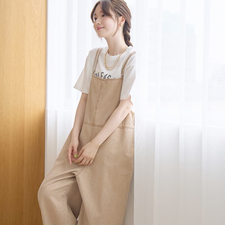BEIGE | コットンレーヨンデニムサロペット | coen【women】