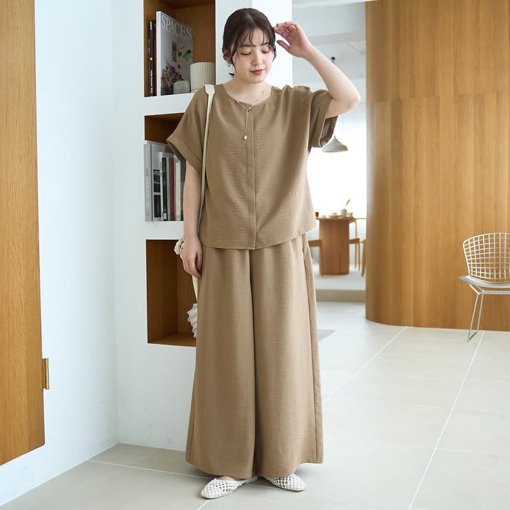 BEIGE | 【接触冷感/UVカット/セットアイテム】リネンタッチTブラウスセットアップ | coen【women】