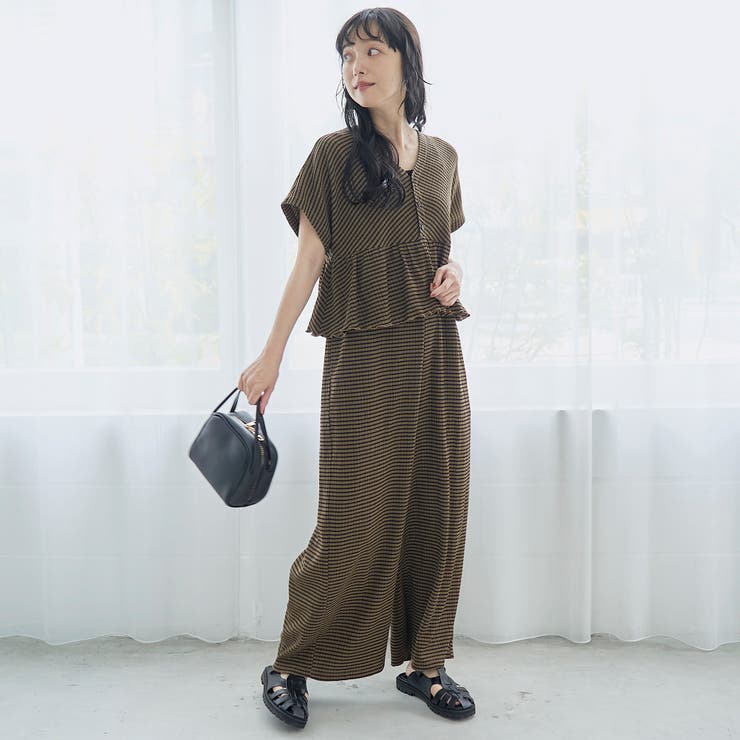 サッカーチェック Vネックオールインワンサロペット | coen【women】 | 詳細画像17 