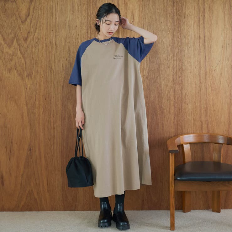 【汗染み軽減】アソートナンバリングロゴプリント ラグランTシャツワンピース | coen【women】 | 詳細画像8 