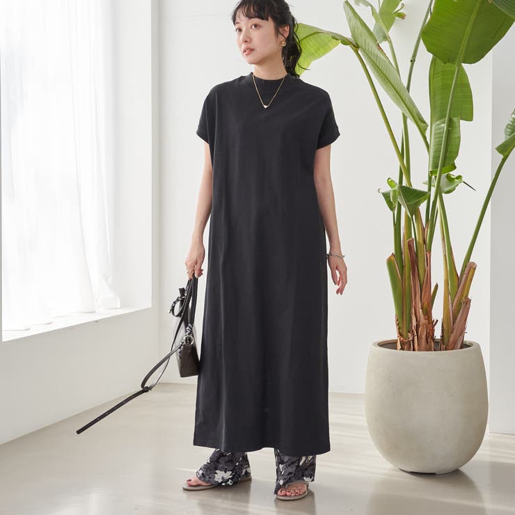 BLACK | USAコットンアソートリピTワンピース | coen【women】