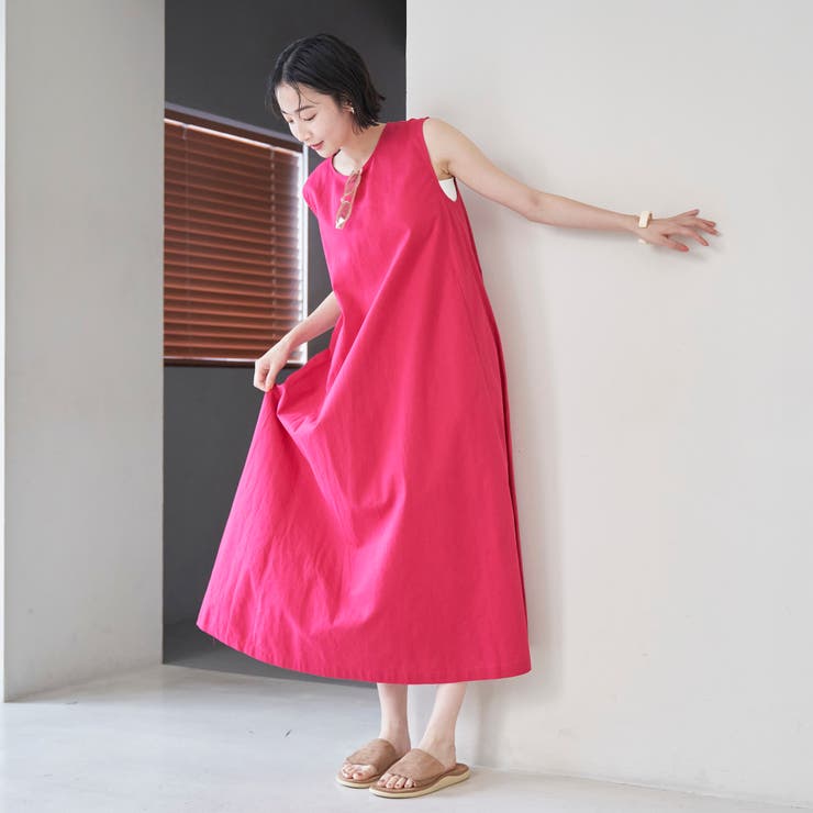 PINK | リネンライクフレアワンピース | coen【women】