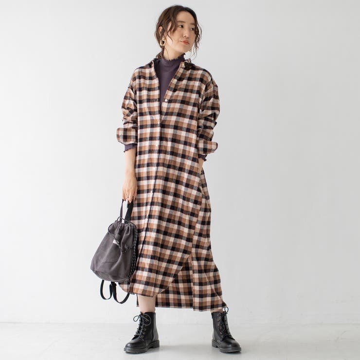 テキサスコットンチェックネルシャツワンピース ロングワンピース 品番 Coew Coen Women コーエン のレディースファッション通販 Shoplist ショップリスト