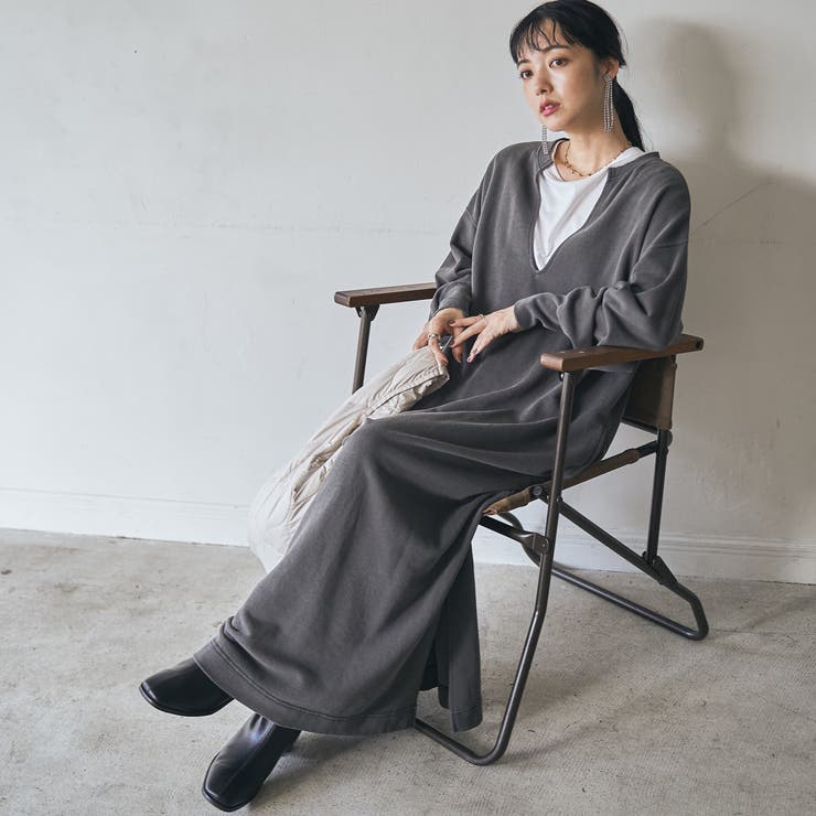 WEB限定】ピグメント裏毛スウェットワンピース[品番：COEW0003694