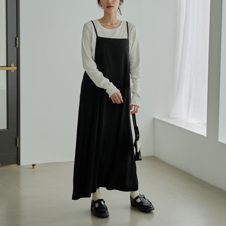 BLACK | サテンキャミワンピース | coen【women】