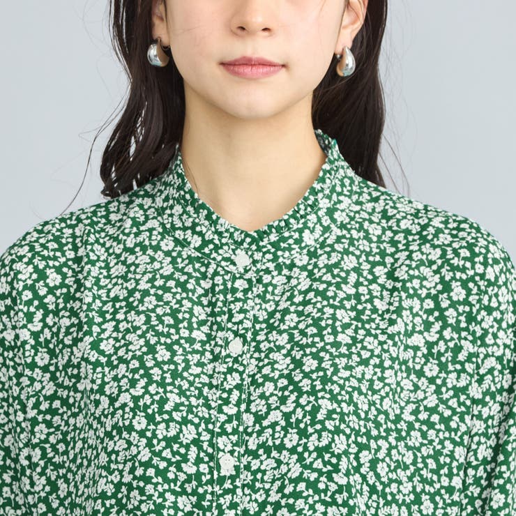小花柄プリントフリルバンドカラーシャツワンピーズ | coen【women】 | 詳細画像11 