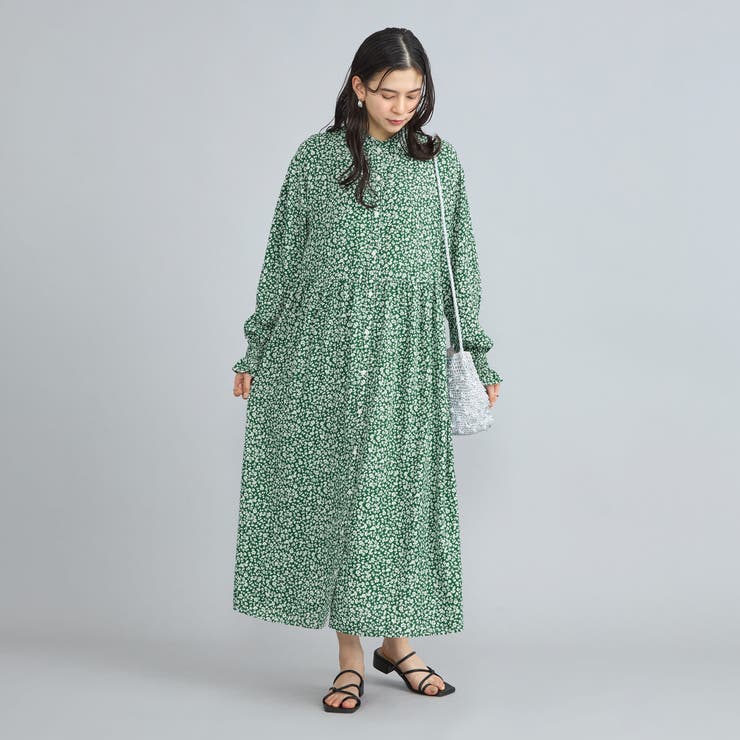 小花柄プリントフリルバンドカラーシャツワンピーズ | coen【women】 | 詳細画像3 