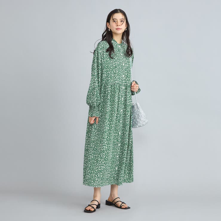 小花柄プリントフリルバンドカラーシャツワンピーズ | coen【women】 | 詳細画像4 