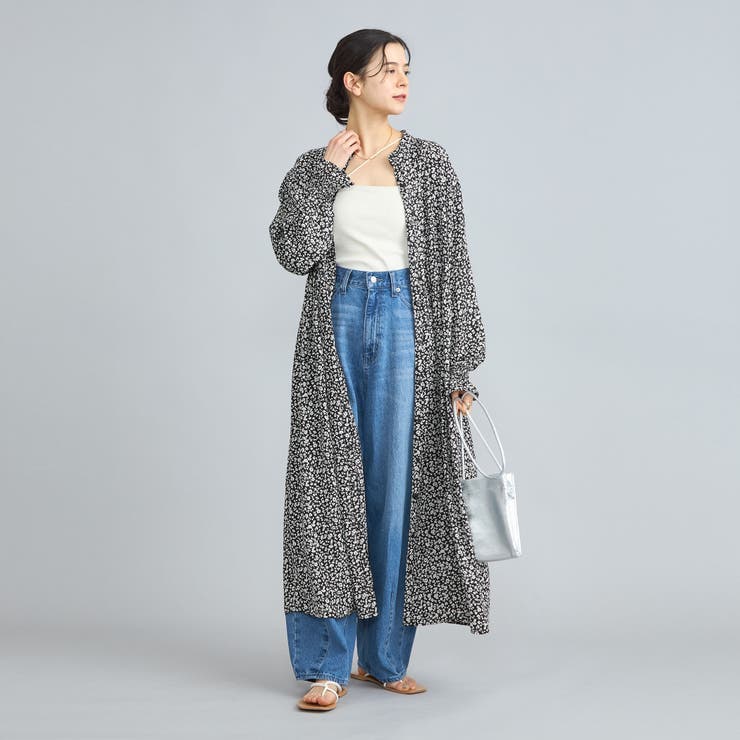 小花柄プリントフリルバンドカラーシャツワンピーズ | coen【women】 | 詳細画像7 