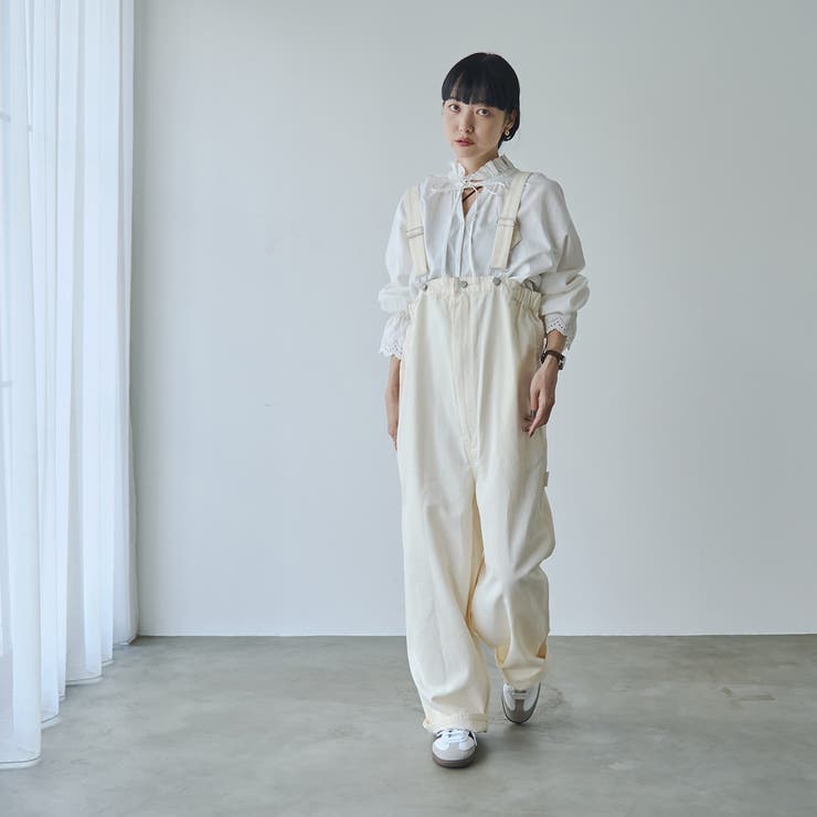 シフト】ホワイト サロペット