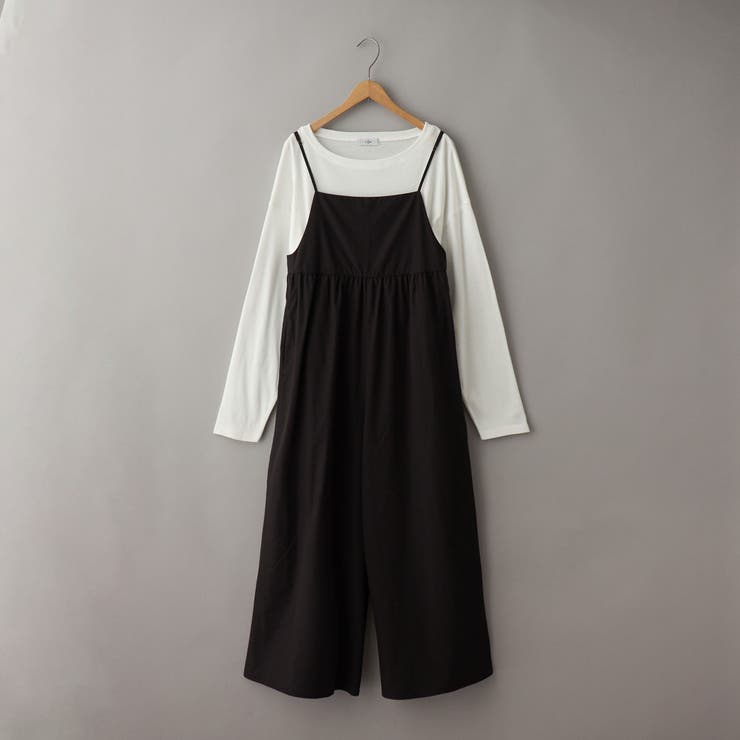 BLACK | 【2セットアイテム】ロングスリーブT&ギャザーサロペット | coen【women】