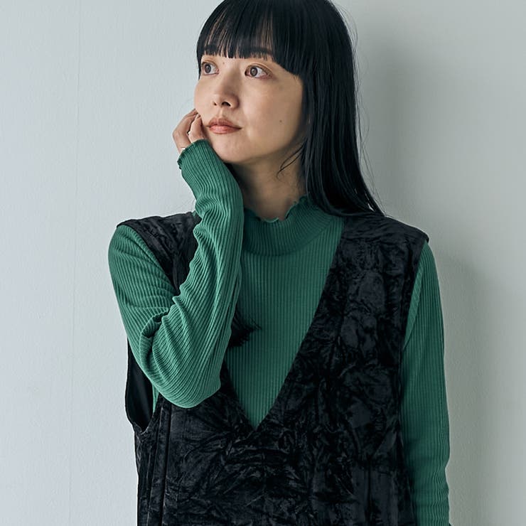 クラッシュベロアVネックジャンスカ | coen【women】 | 詳細画像8 