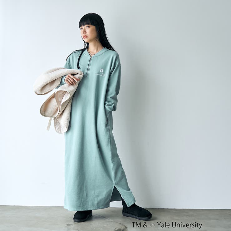 LIME | YALE別注ロゴプリントハーフジップワンピース | coen【women】