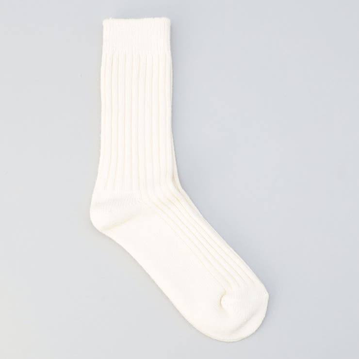 OFF WHITE | ウールミックスリブクルーソックス | coen【women】