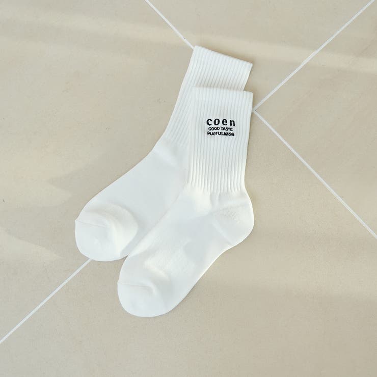 OFF WHITE | COENロゴ刺繍リブソックス | coen【women】